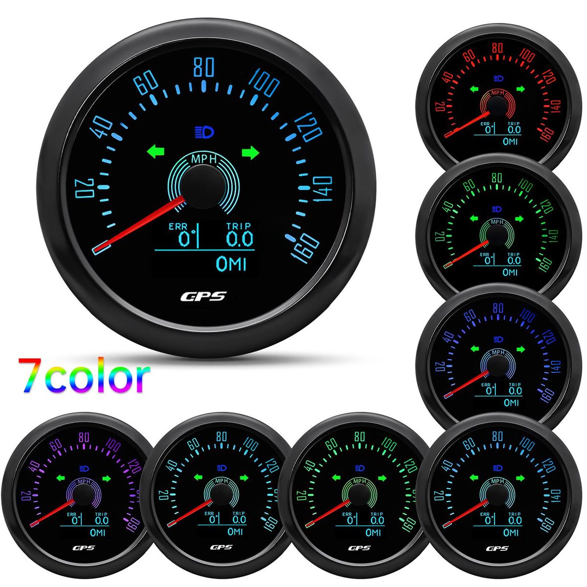 3 IN 1 GPS Speedometer 0-160 MPH Odometer Gauge With Antenna Speed Meter Adjustable Trip ODO COG 85mm Holder for Car Truck Boat