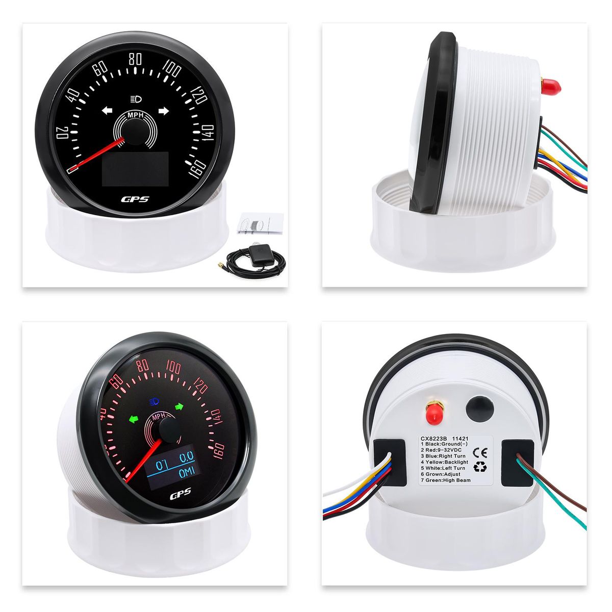 3 IN 1 GPS Speedometer 0-160 MPH Odometer Gauge With Antenna Speed Meter Adjustable Trip ODO COG 85mm Holder for Car Truck Boat
