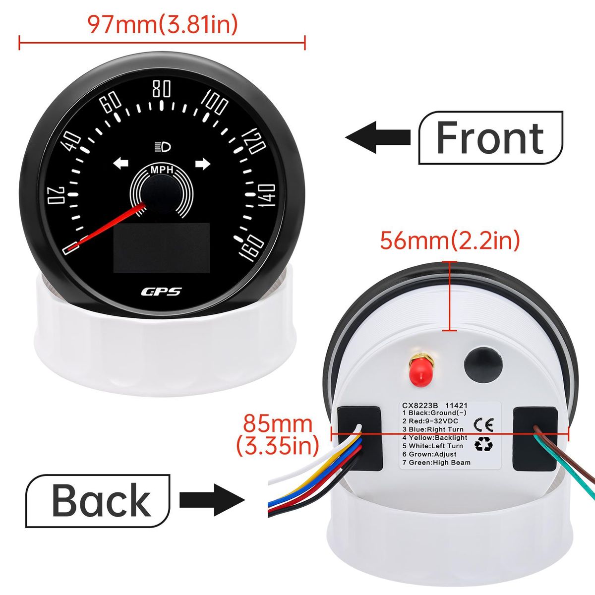 3 IN 1 GPS Speedometer 0-160 MPH Odometer Gauge With Antenna Speed Meter Adjustable Trip ODO COG 85mm Holder for Car Truck Boat