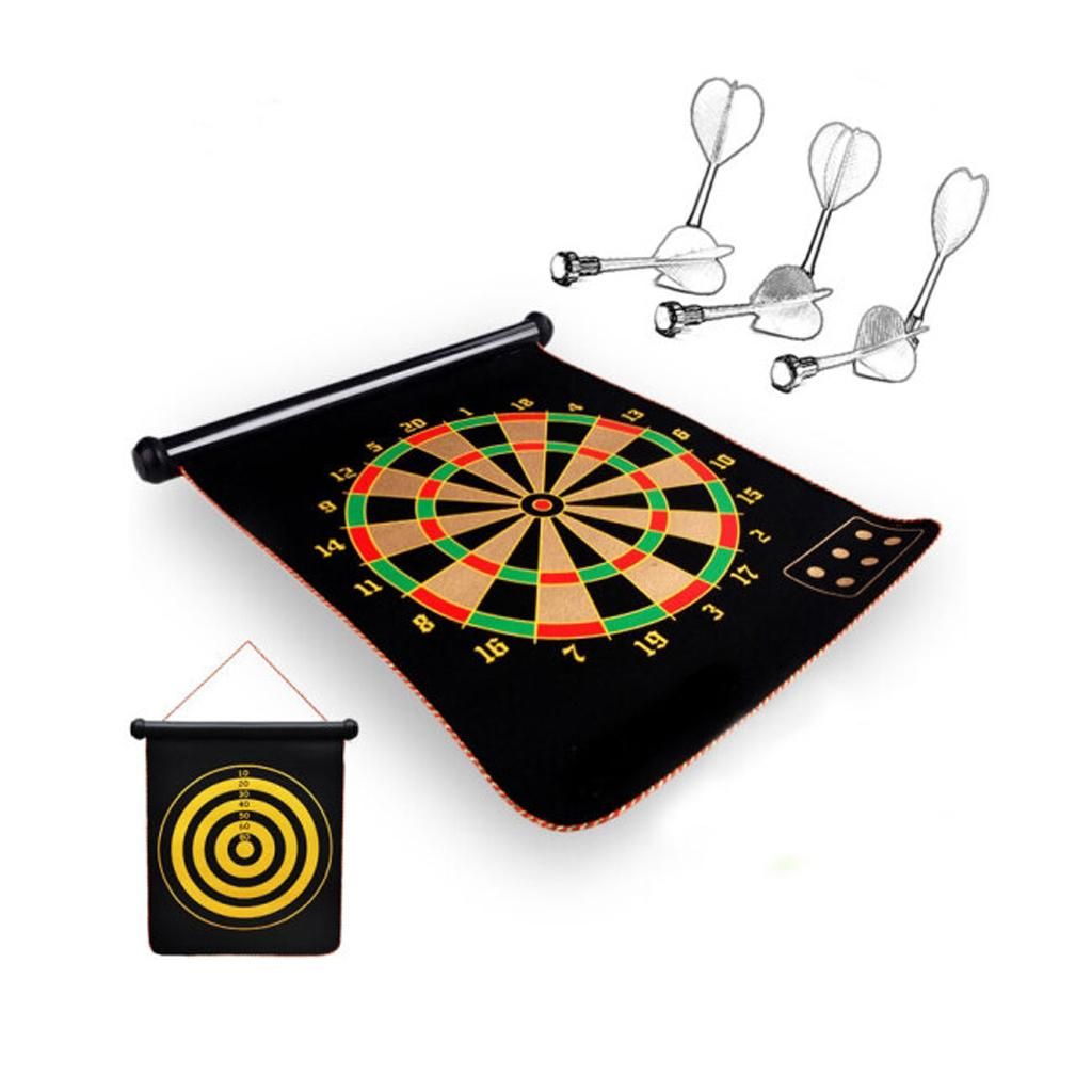 Portable Reversible Magnetic Dart Board With 6 Magnetic Darts Game