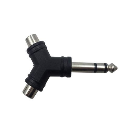 Audio Splitter Stereo 6.35mm Male Plug To RCA Female Jack Adapter
