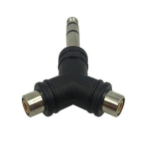 Audio Splitter Stereo 6.35mm Male Plug To RCA Female Jack Adapter