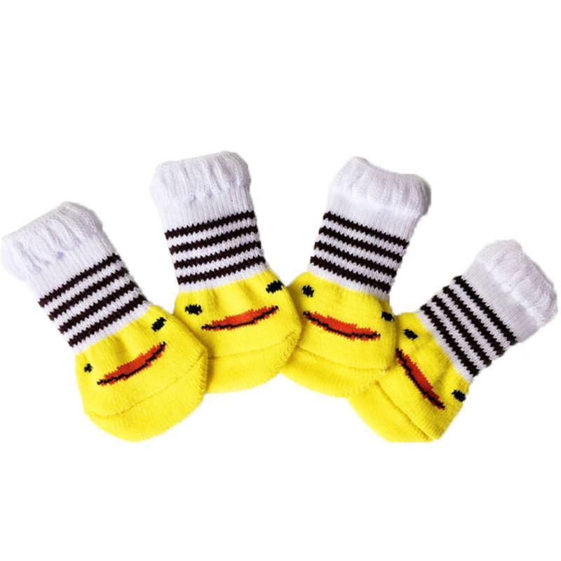 4Pcs Cats Dogs Cotton Warm Anti-Slip Cartoon-Pink Rabbit
