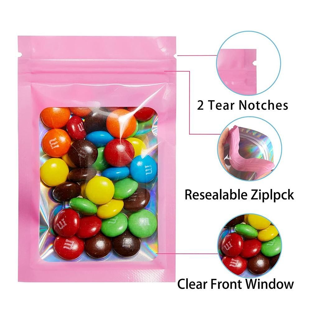 200 Pcs Smell Proof Mylar Bags Holographic Packaging Bags,