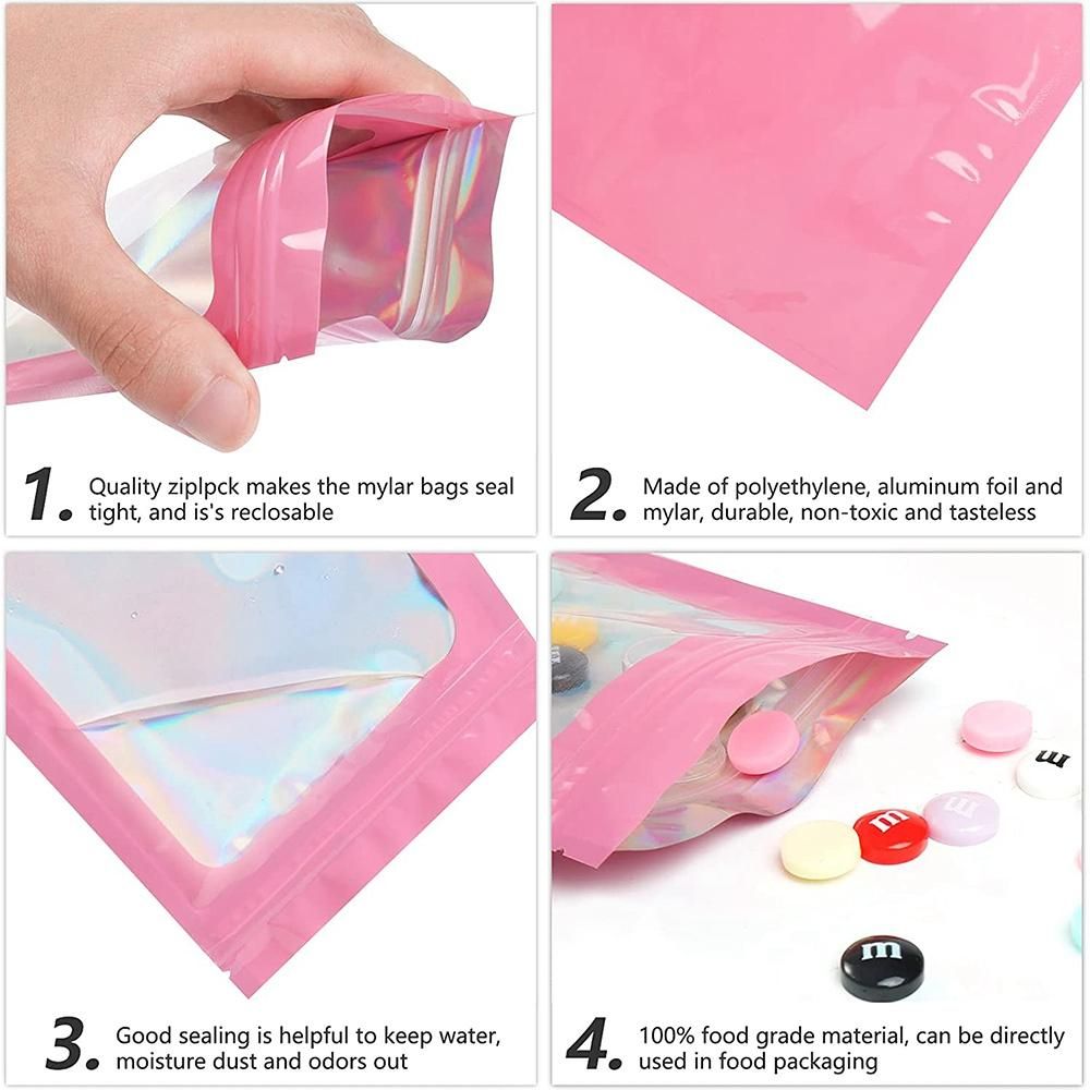 200 Pcs Smell Proof Mylar Bags Holographic Packaging Bags,