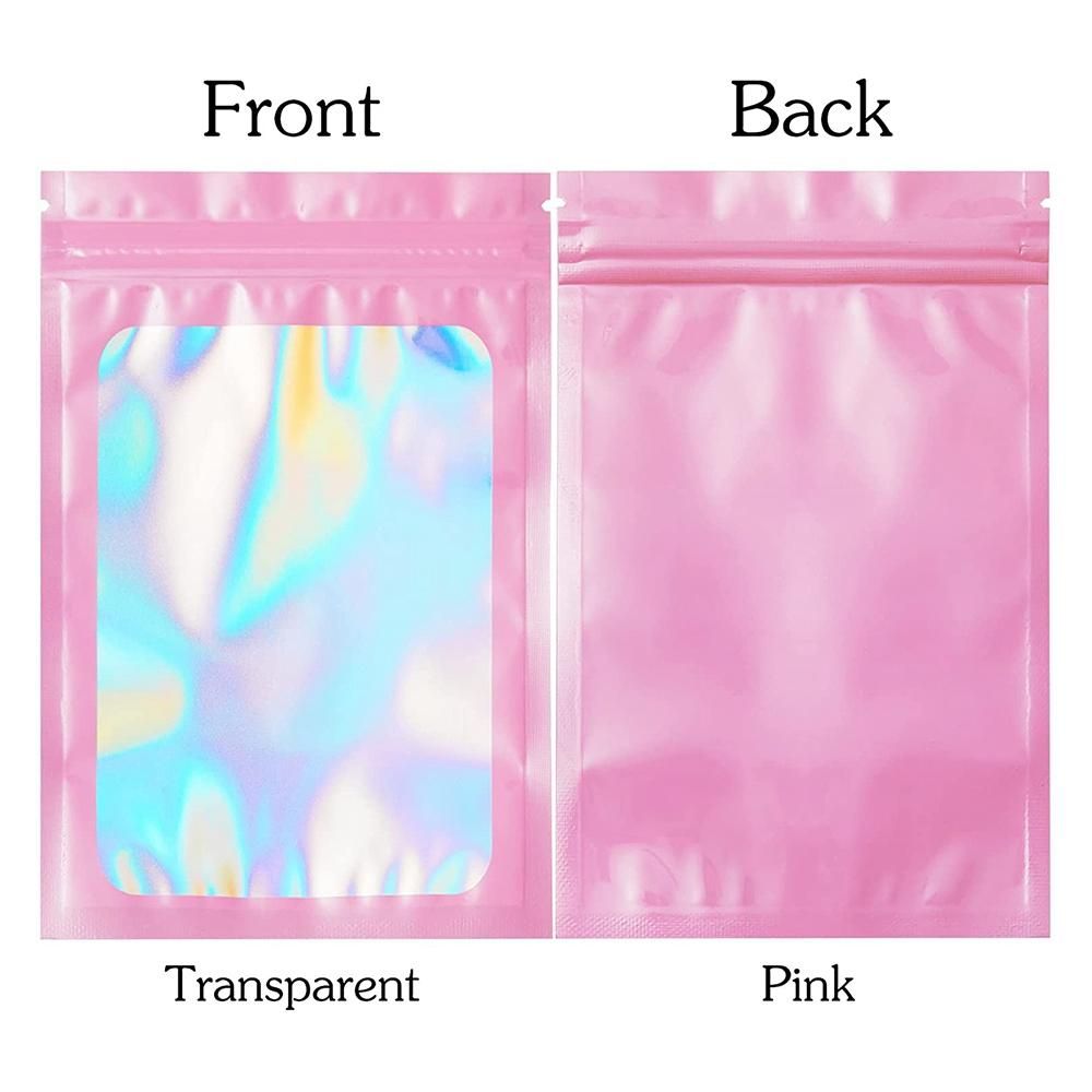 200 Pcs Smell Proof Mylar Bags Holographic Packaging Bags,