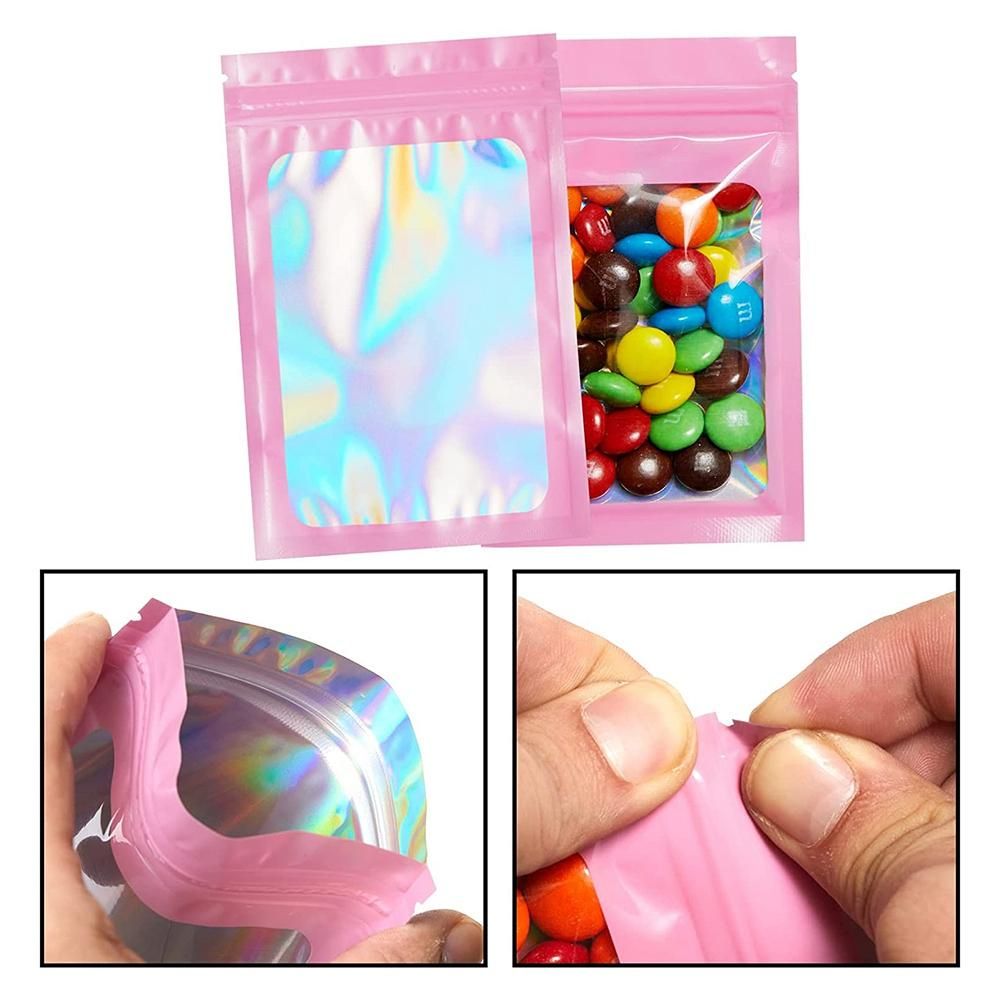200 Pcs Smell Proof Mylar Bags Holographic Packaging Bags,