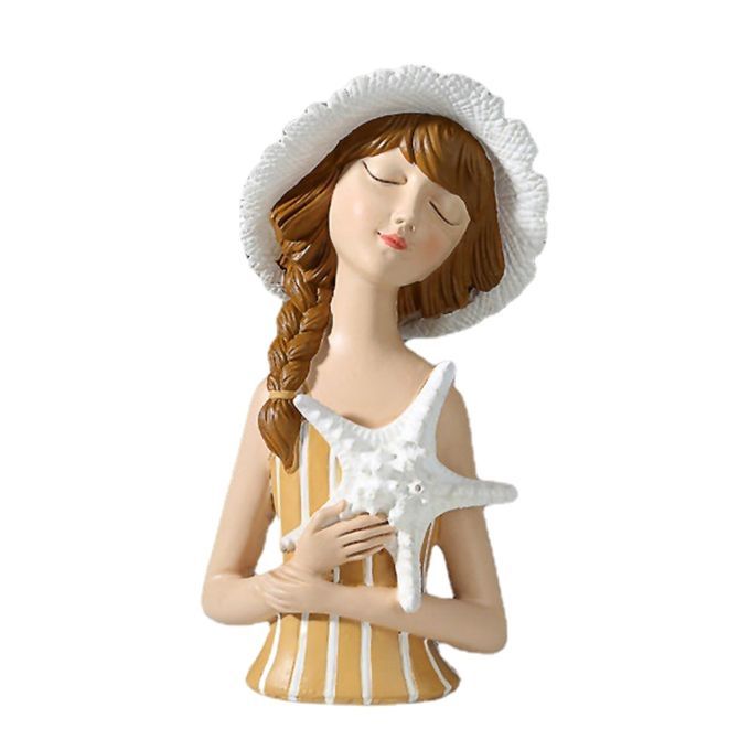 2pcs Resin Girl Figurines For Cabinets Bookshelf Desktop Dresser
