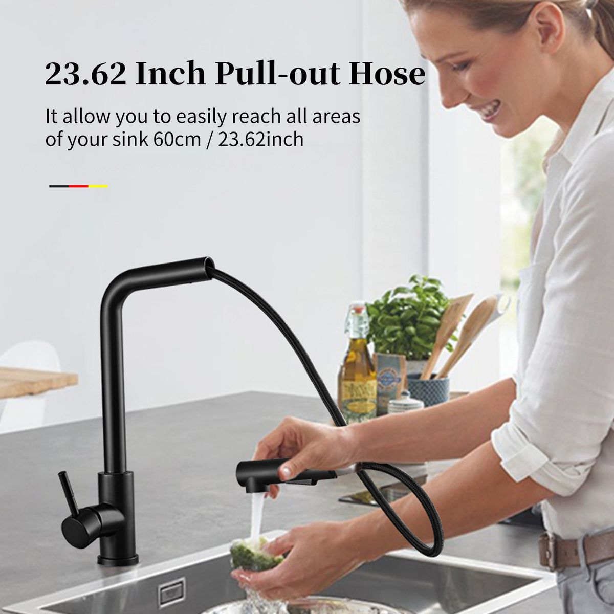 360°Swivel Pull Out Kitchen Faucets With 2 Spray Modes