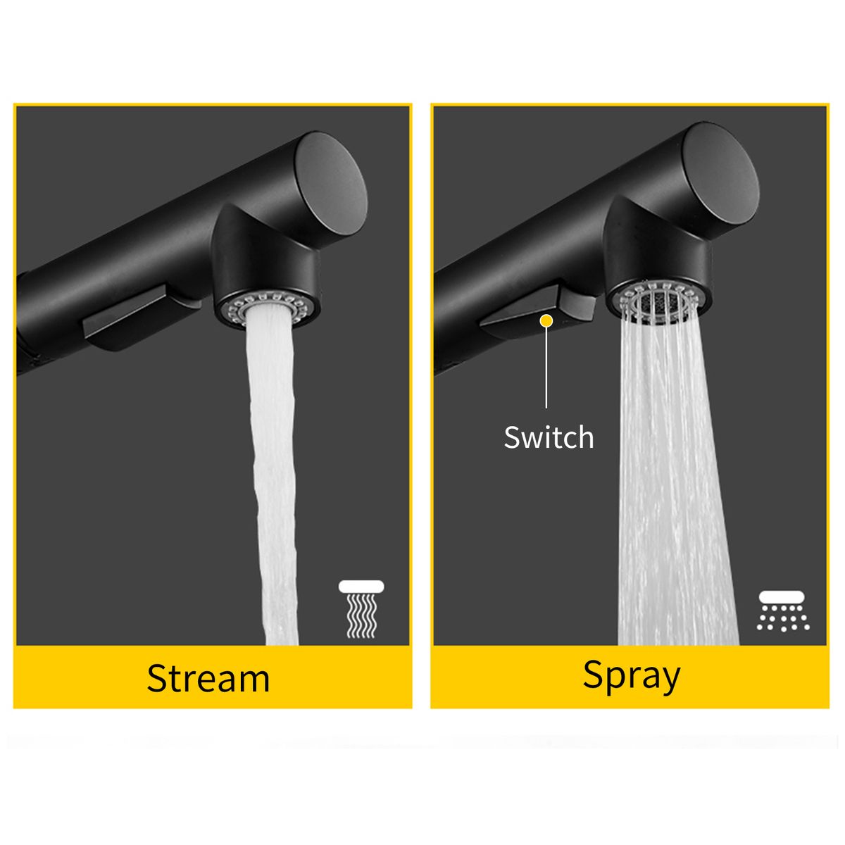 360°Swivel Pull Out Kitchen Faucets With 2 Spray Modes