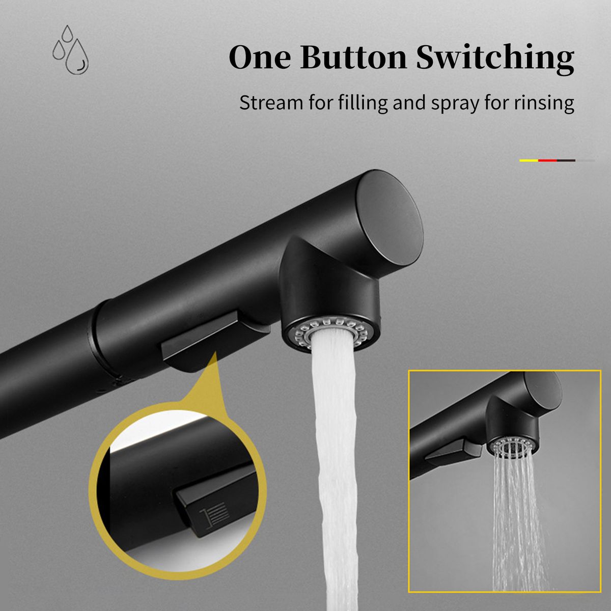 360°Swivel Pull Out Kitchen Faucets With 2 Spray Modes
