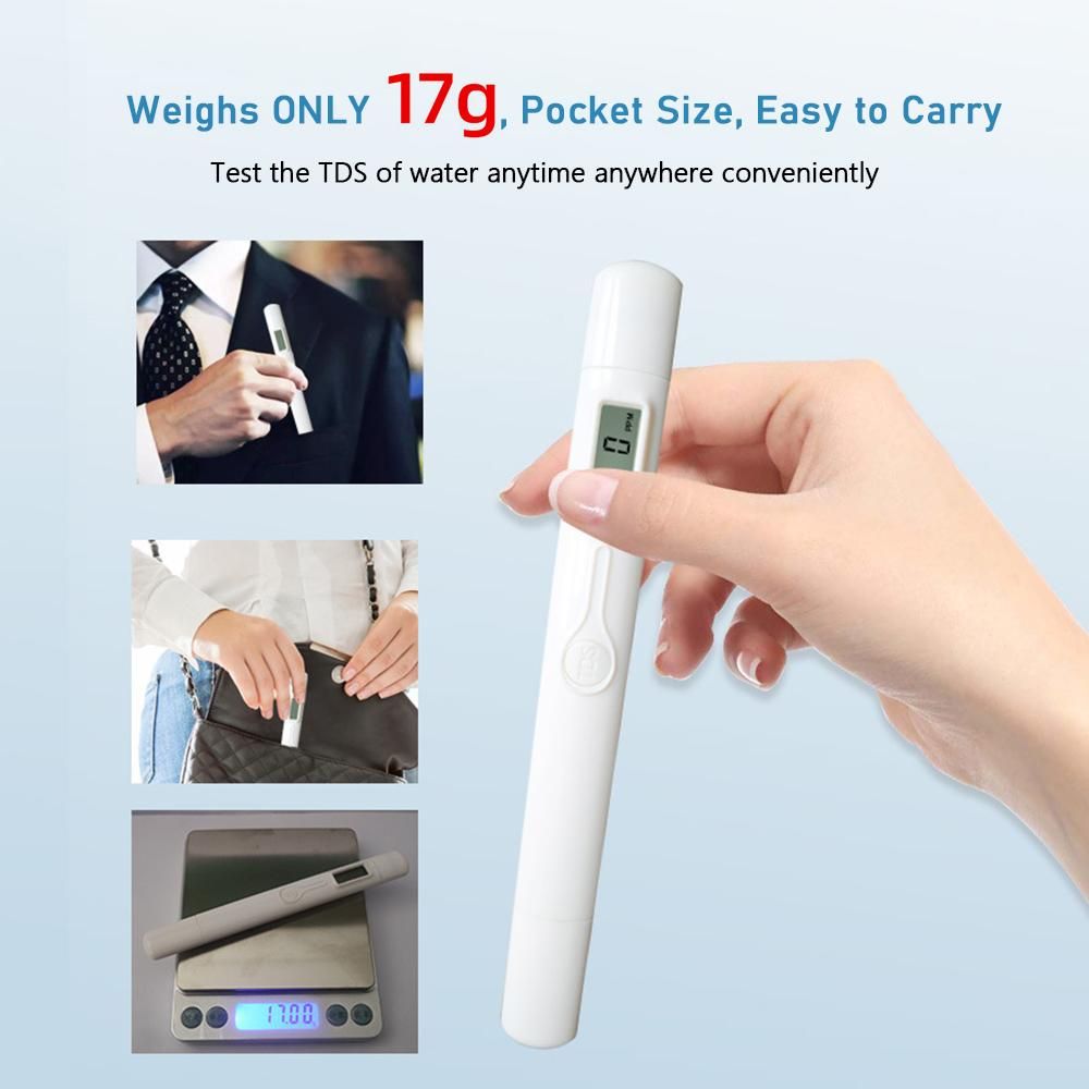 Digital TDS Meter Water Quality Tester Pen 0-9990PPM Mini Portable Water Quality Monitor Analyzer for Drinking Water Aquarium Swimming Pool Aquiculture