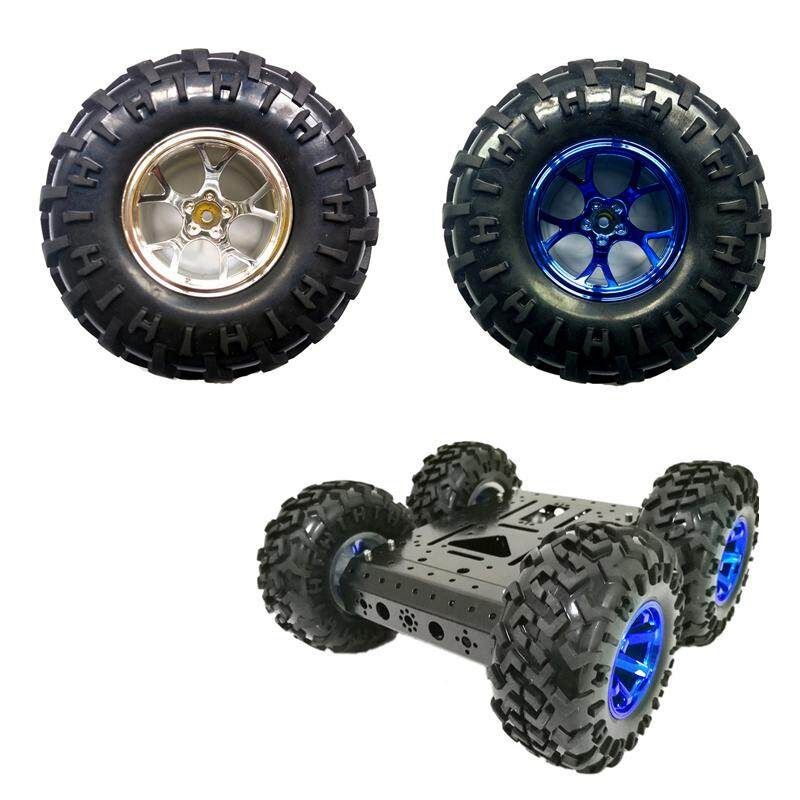 Smart Robot Car Accessories 130mm Diameter Blue/Silver Rubber Wheel Suit M4 Coupling Silver Silver (silver)