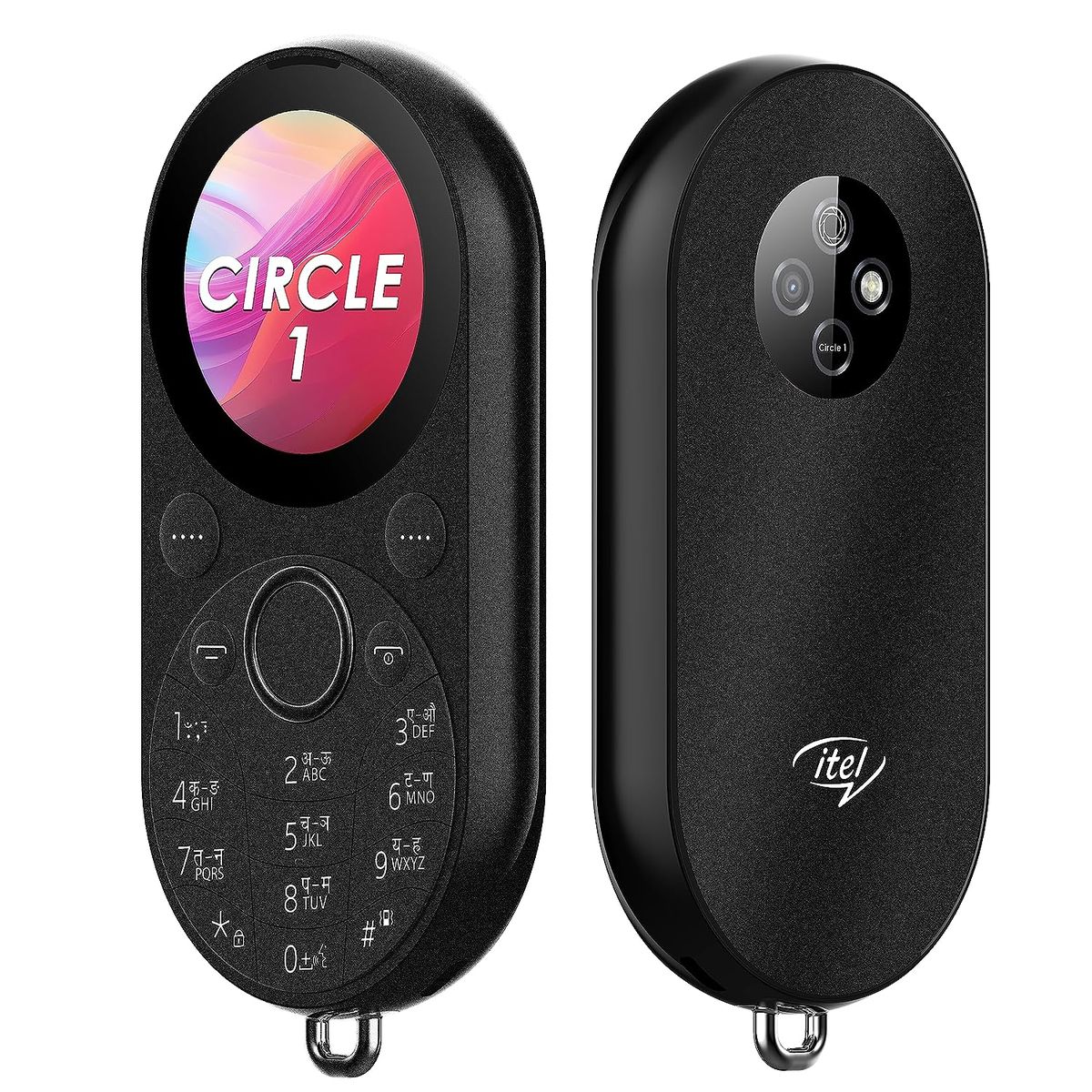 Circle 1 Unique Design, Round Screen, Dual SIM Phone - Black