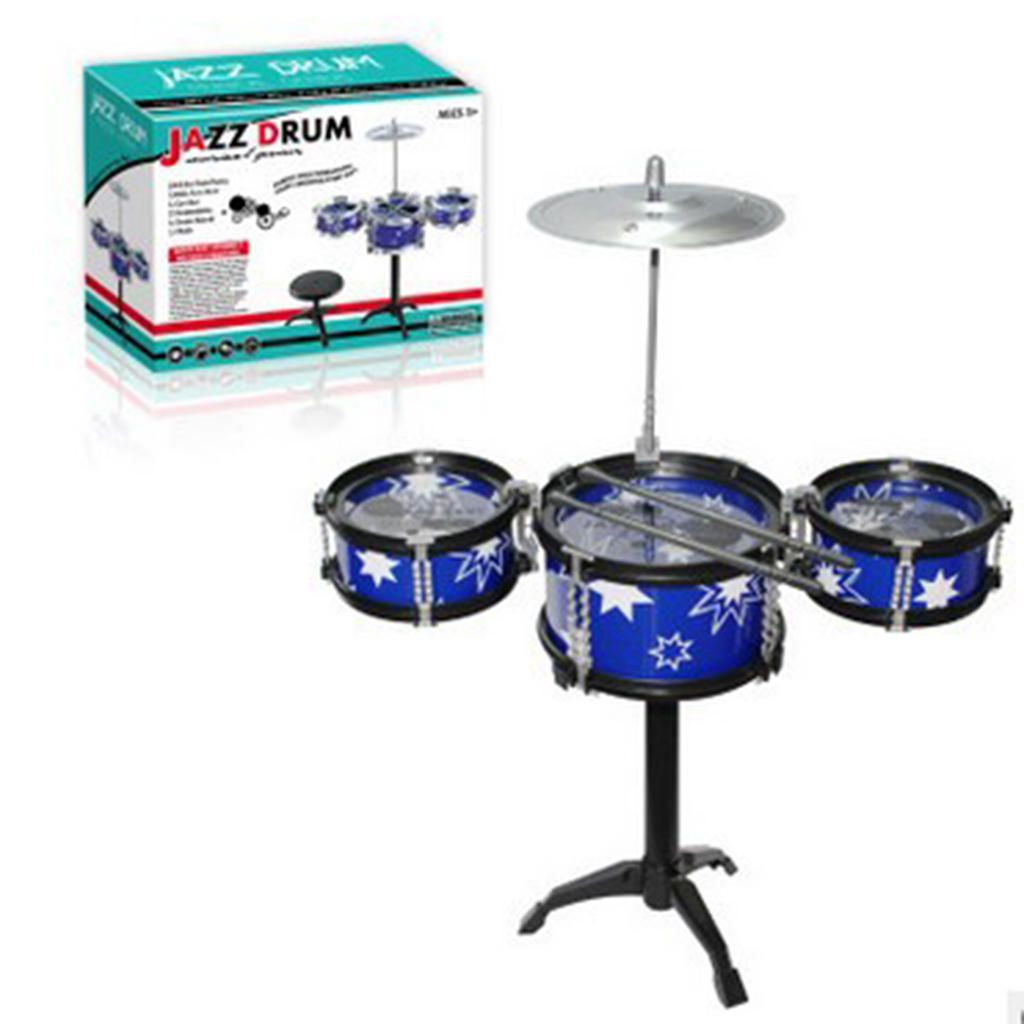 Mini Jazz Band Drum Kits Percussion Instruments 3 Drums Black+ Blue