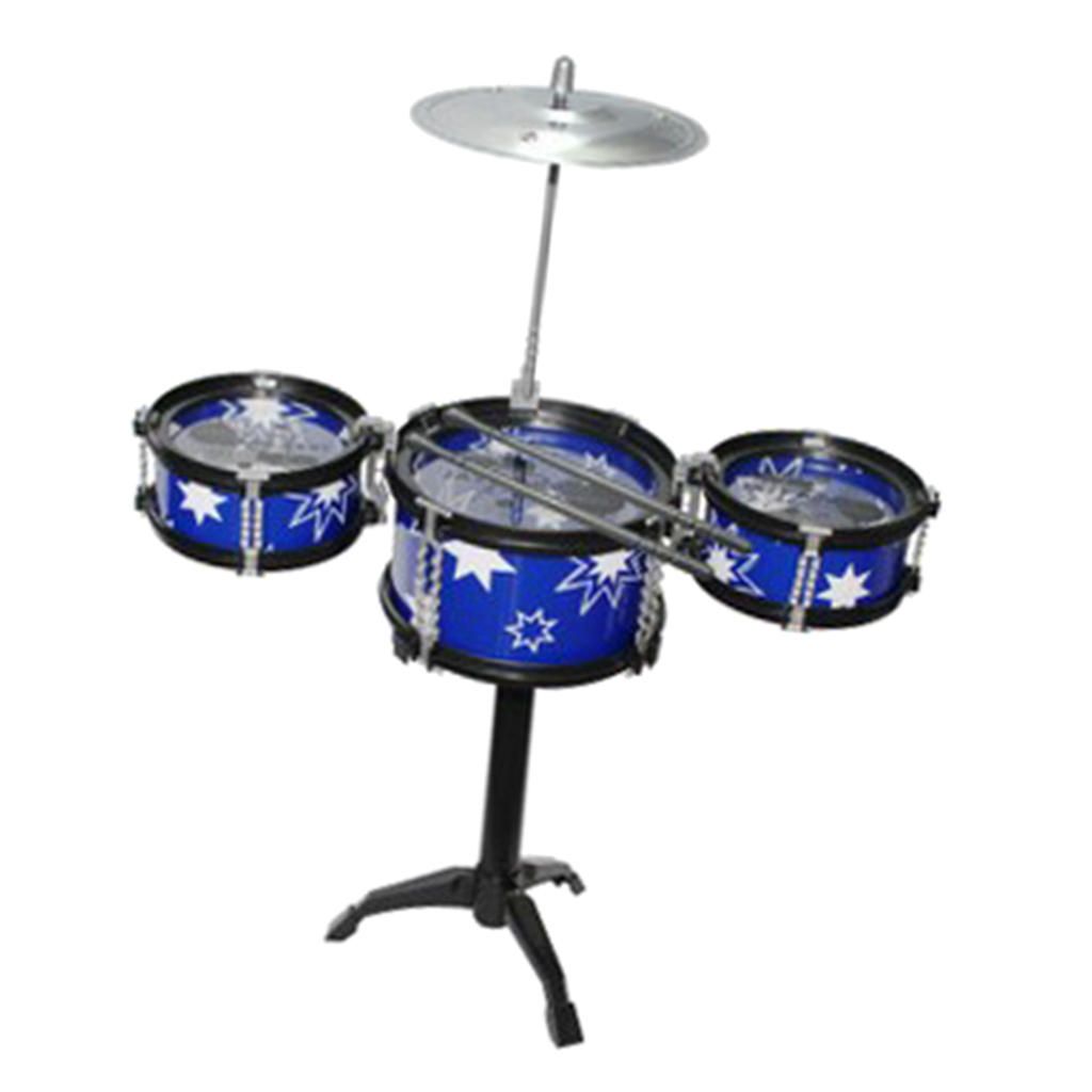 Mini Jazz Band Drum Kits Percussion Instruments 3 Drums Black+ Blue