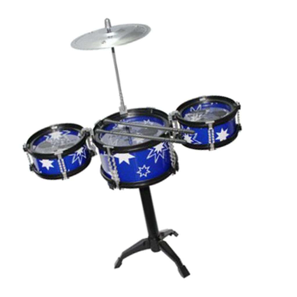 Mini Jazz Band Drum Kits Percussion Instruments 3 Drums Black+ Blue