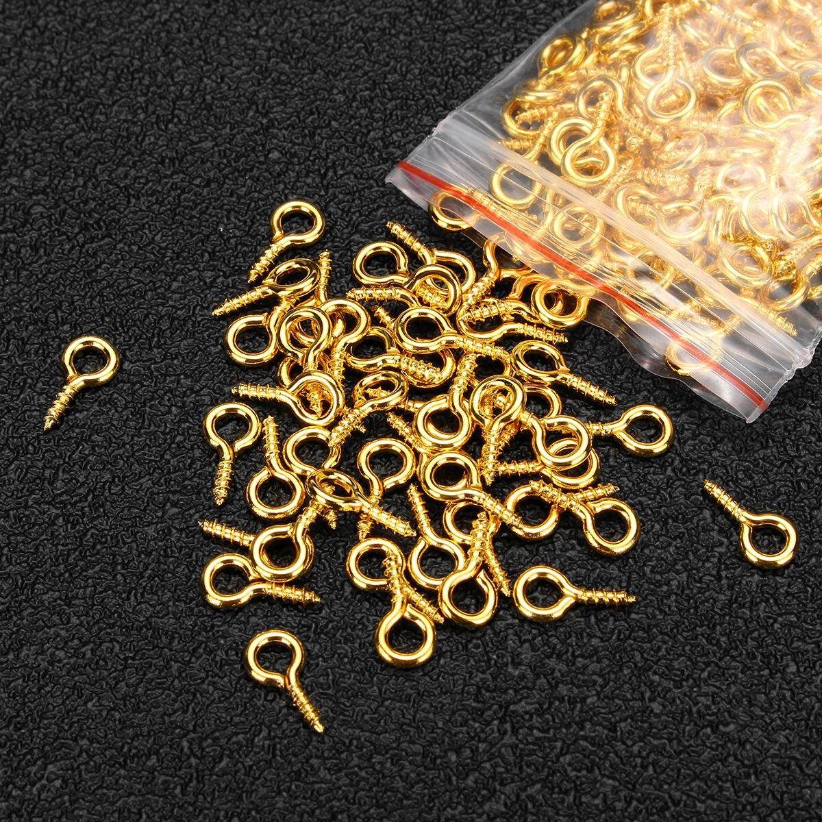 200Pcs Resin Casting Molds Screw Eye Pins Threaded DIY Jewelry Craft Accessories Gold