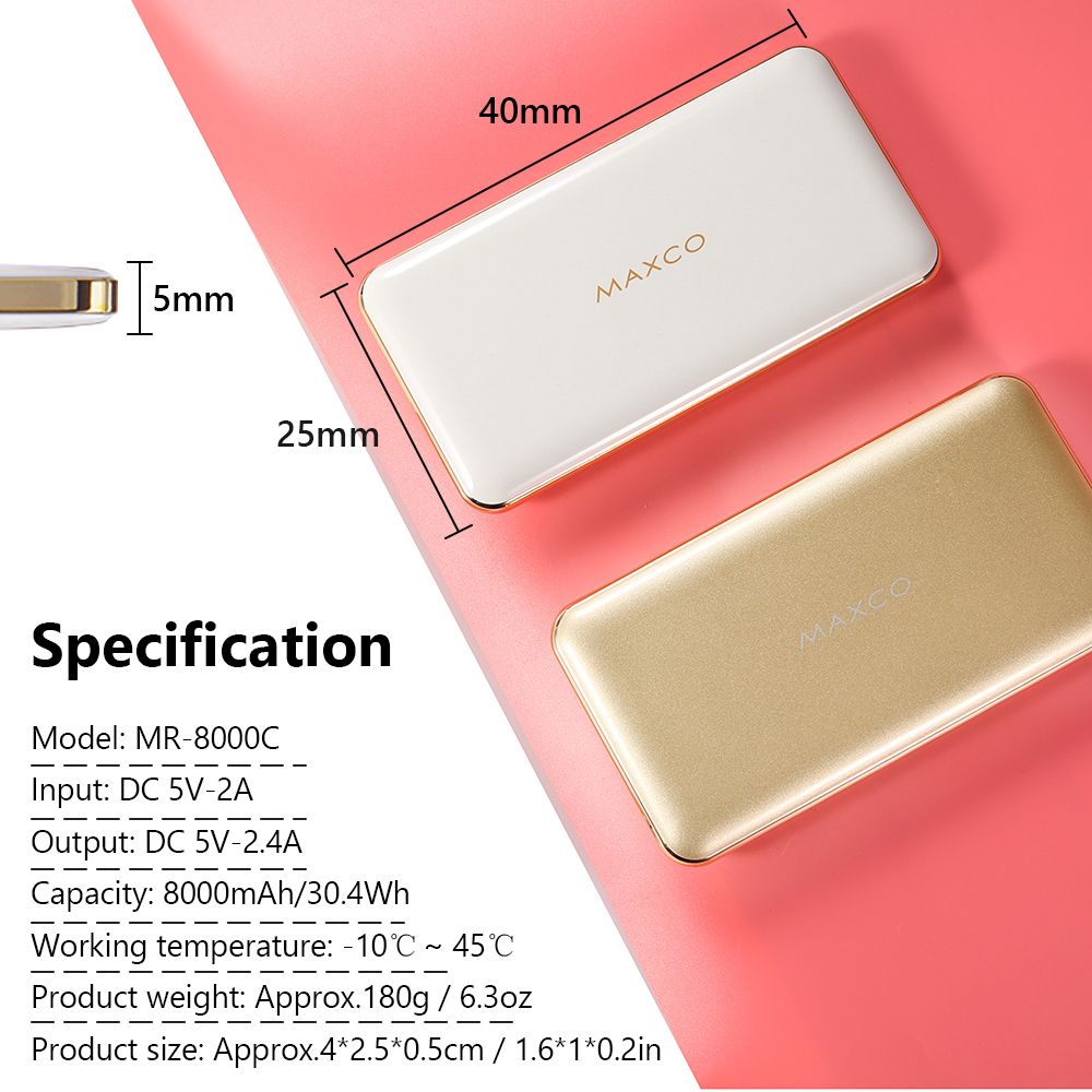 MAXCO MR8000C    8000mAh  Portable Charger Ultra-Compact