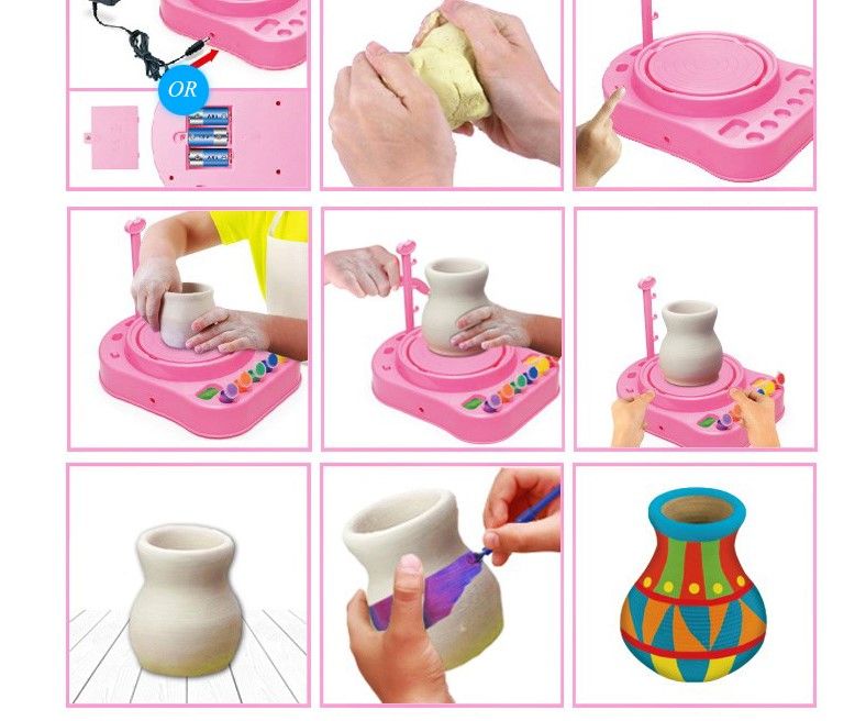 DIY Ceramic Pottery Wheels Mini Machine Kids Arts Craft Educ