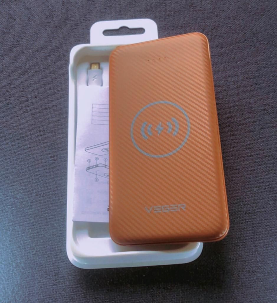 Wireless Power Bank Phone Charger 20000mAh Original Veger VP-1027W (Brown Color) ✅