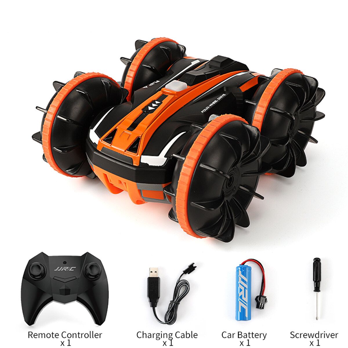 Double-sided Stunt RC Car 2.4G High Speed Fast Remote Controlled Water Land Toys Orange
