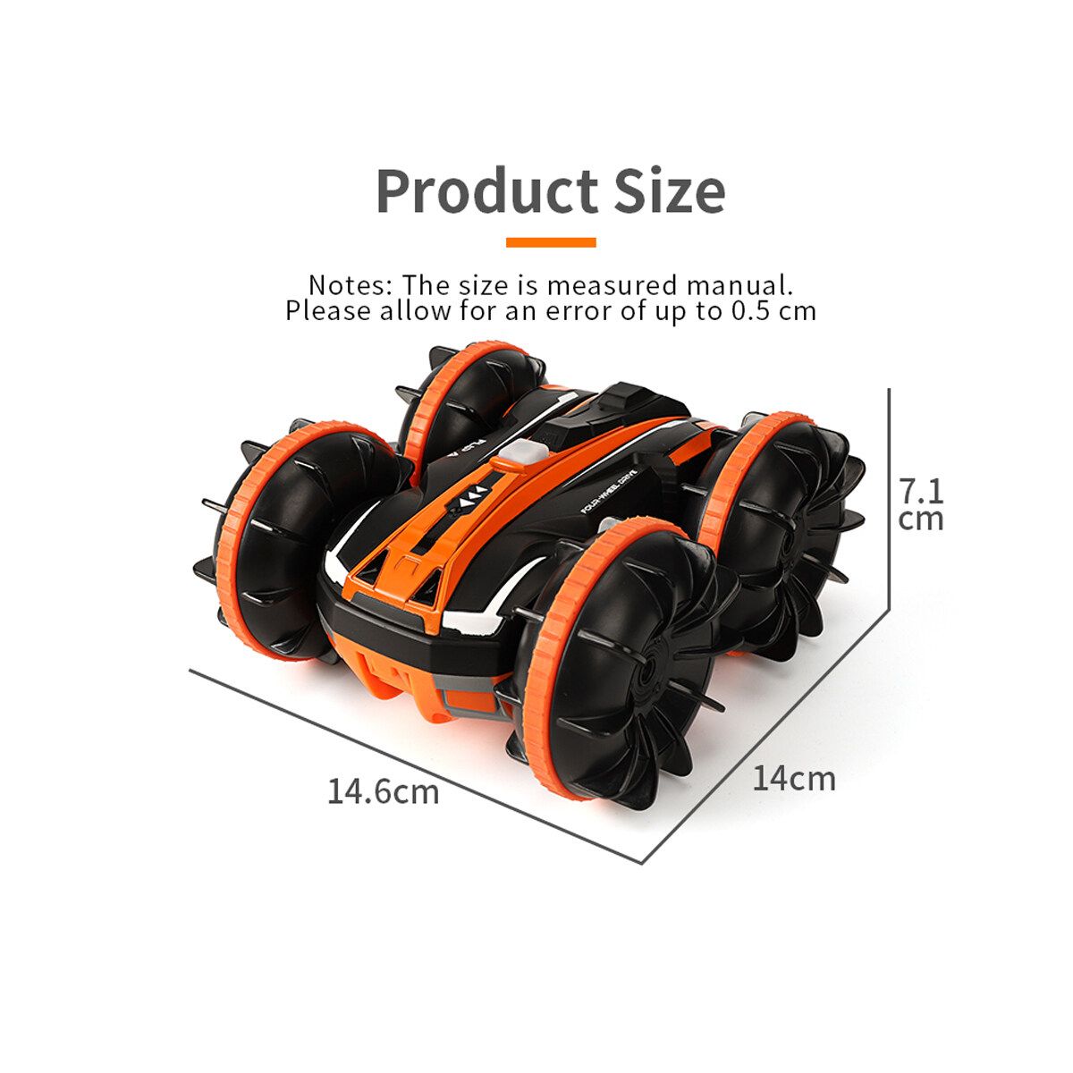 Double-sided Stunt RC Car 2.4G High Speed Fast Remote Controlled Water Land Toys Orange