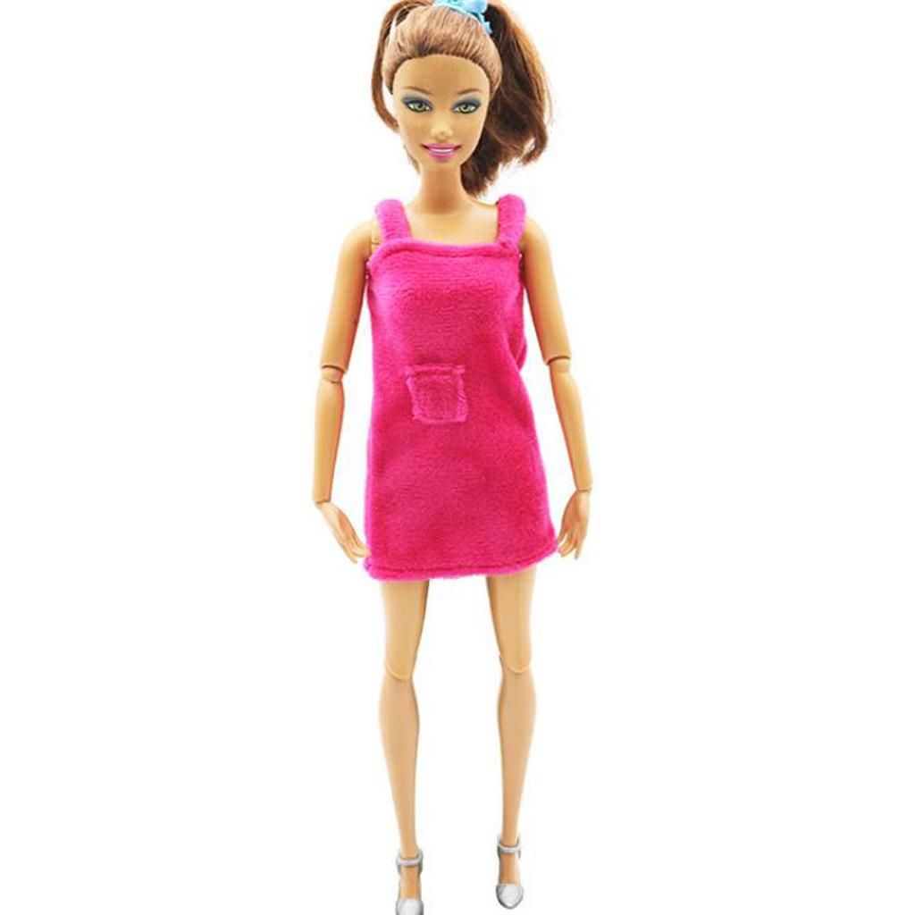 New Nightgown Pajamas Winter Wear Outfit For  Barbie Doll Rose Red