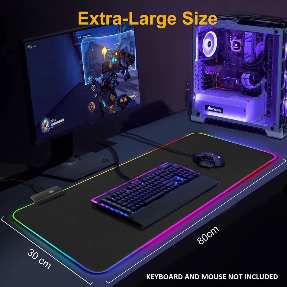 800x300mm Large Extended Gaming RGB MousePad Mat Waterproof