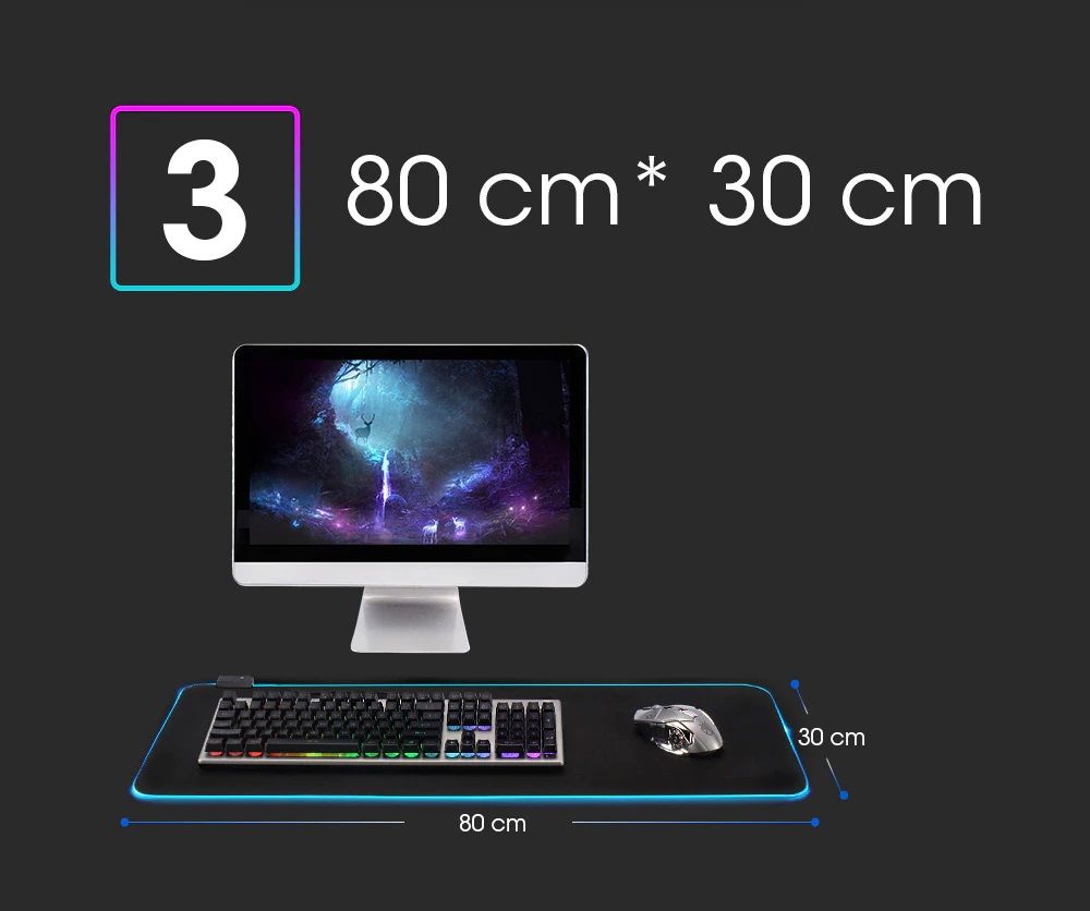 800x300mm Large Extended Gaming RGB MousePad Mat Waterproof