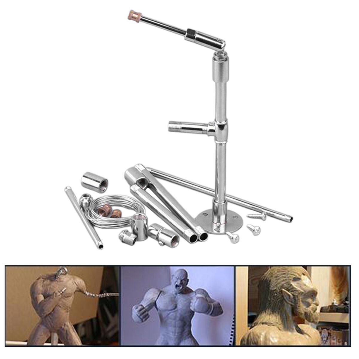 1Set Pottery Clay Model Stand Combine Metal Pipe