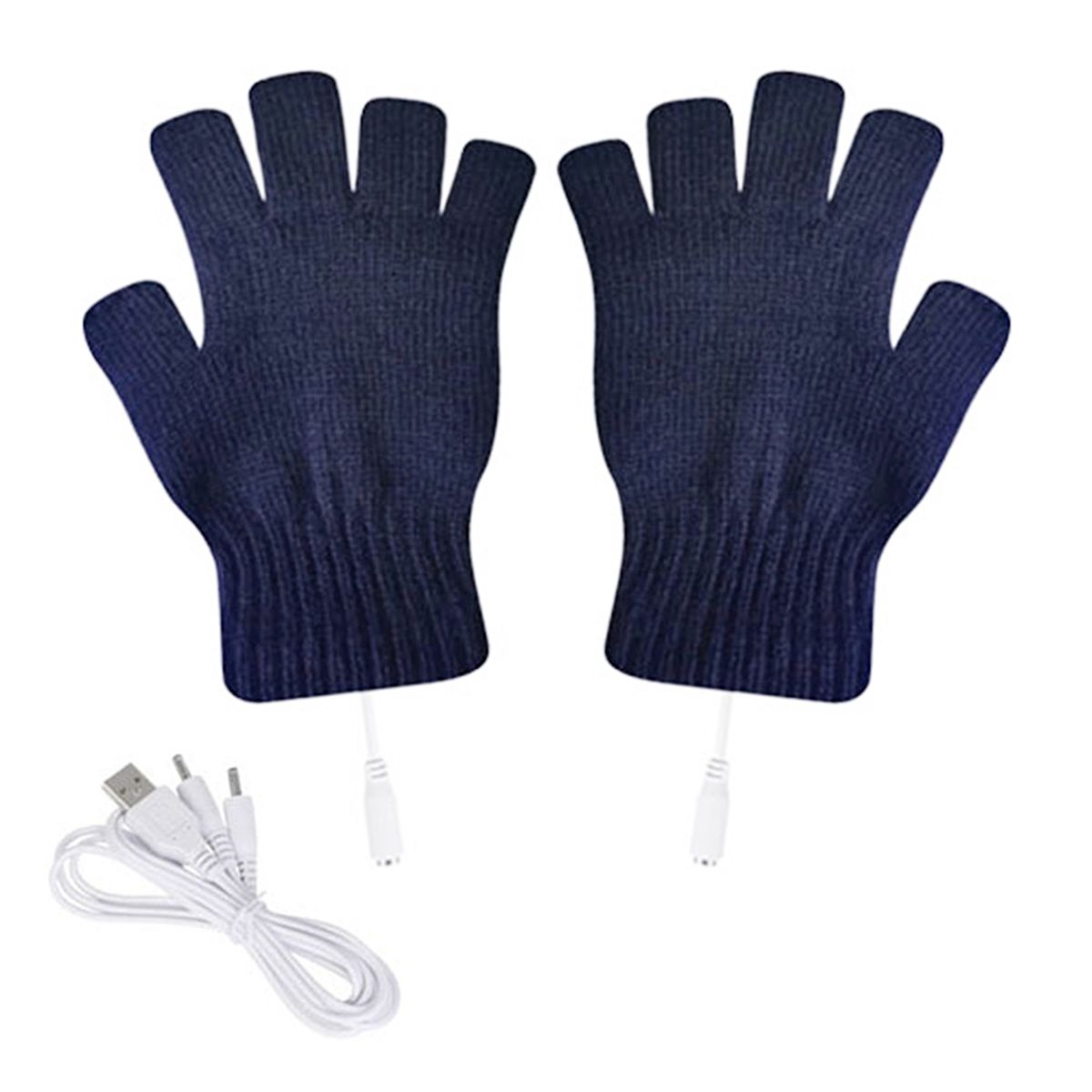1 Pair Electric Gloves Knitted Warm Heated Thermal Gloves Blue