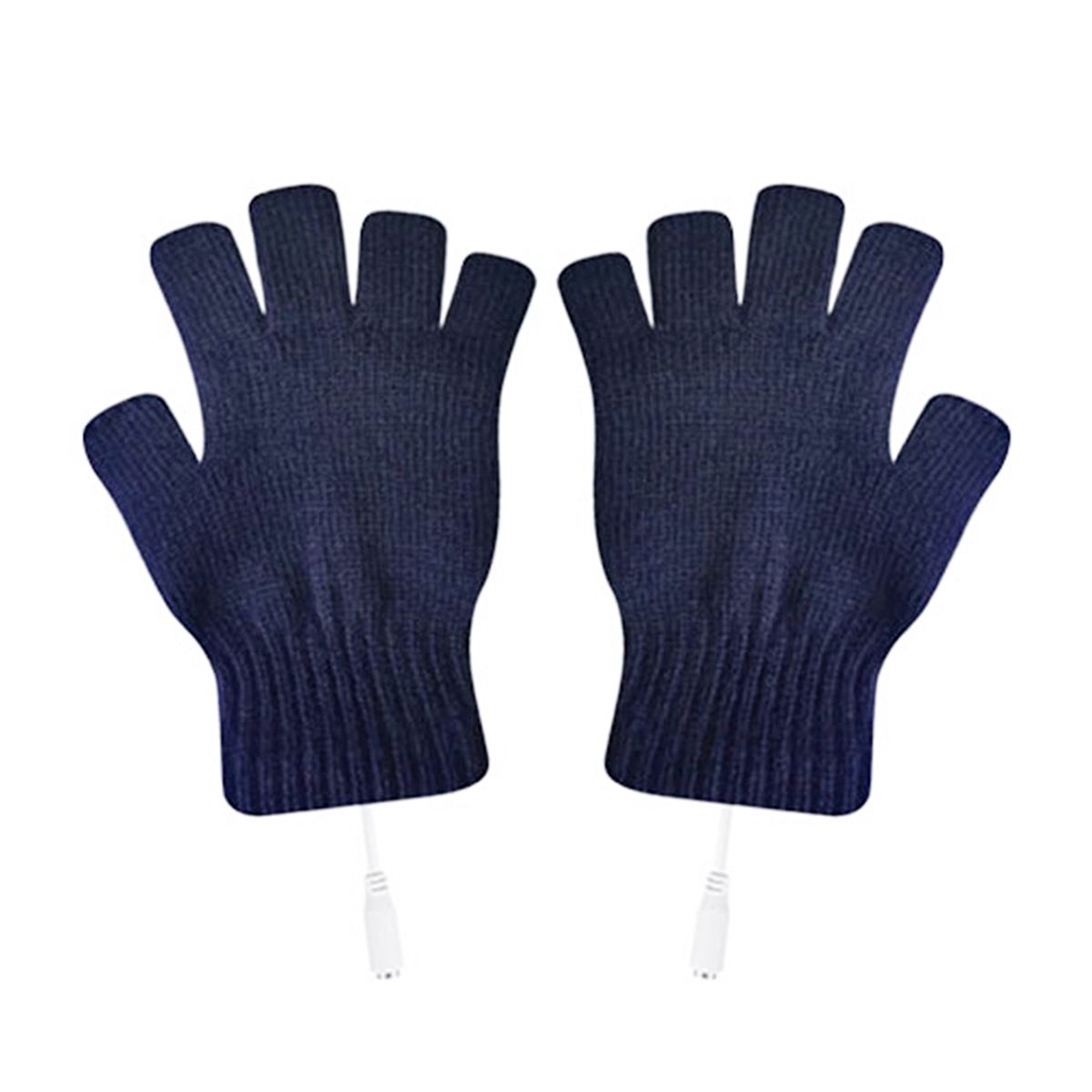 1 Pair Electric Gloves Knitted Warm Heated Thermal Gloves Blue