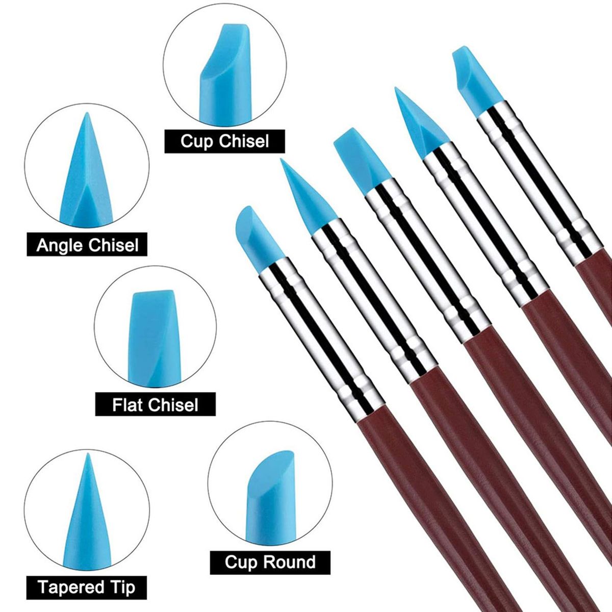 5Pcs Silicone Clay Sculpting Tool For Gift Sculpture Nail