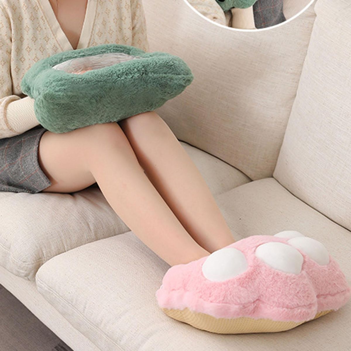 Electric Foot Heater Washable Winter Heating Pad Pink