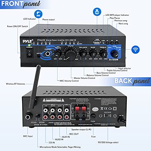 Home Bluetooth Audio Power Amplifier 2X120 Watt  Portable 2