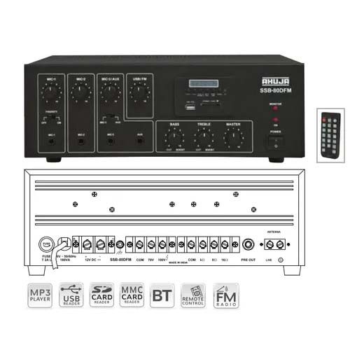 SSB-80DFM -80Watts PA Amplifiers WITH USB,SDCARD,BT,FM