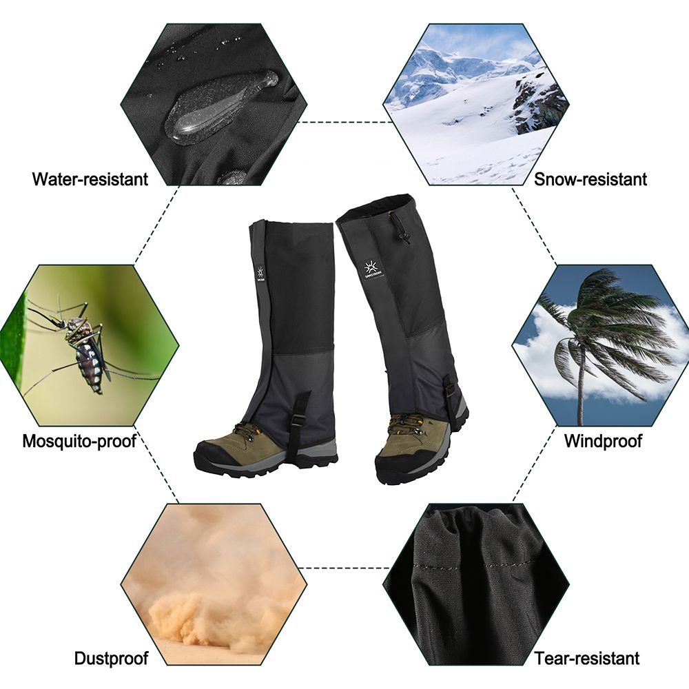 1 Pair Outdoor Snow Boot Gaiter Adjustable Drawstring Shoe