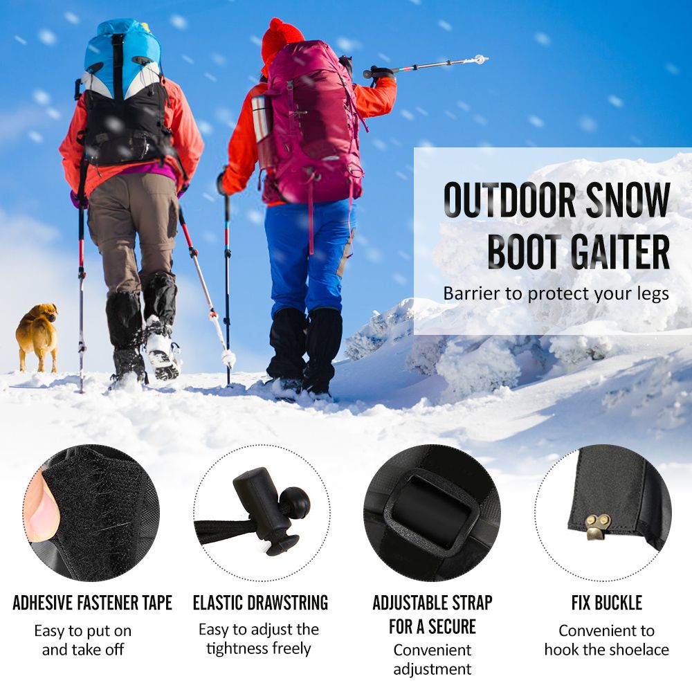 1 Pair Outdoor Snow Boot Gaiter Adjustable Drawstring Shoe