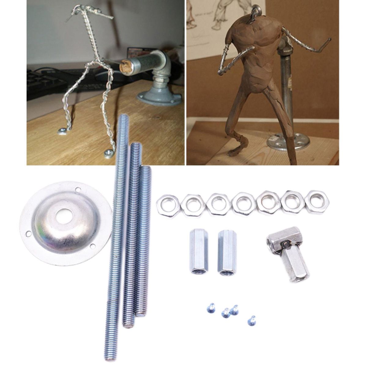 Clay Model Stand Combine Metal Pipe Doll Support