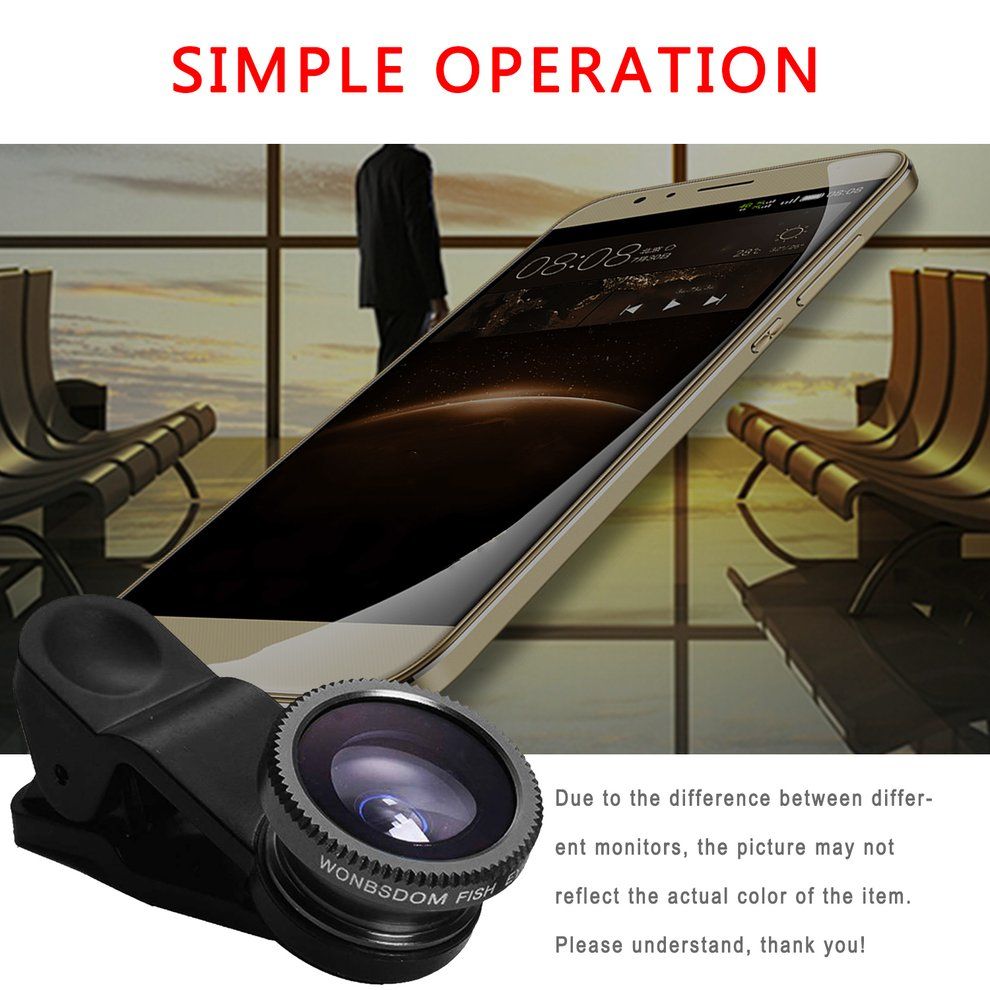 3 In 1 Fish Eye+Wide Angle+ro Clip On Camera Lens Set For Mobile Phone