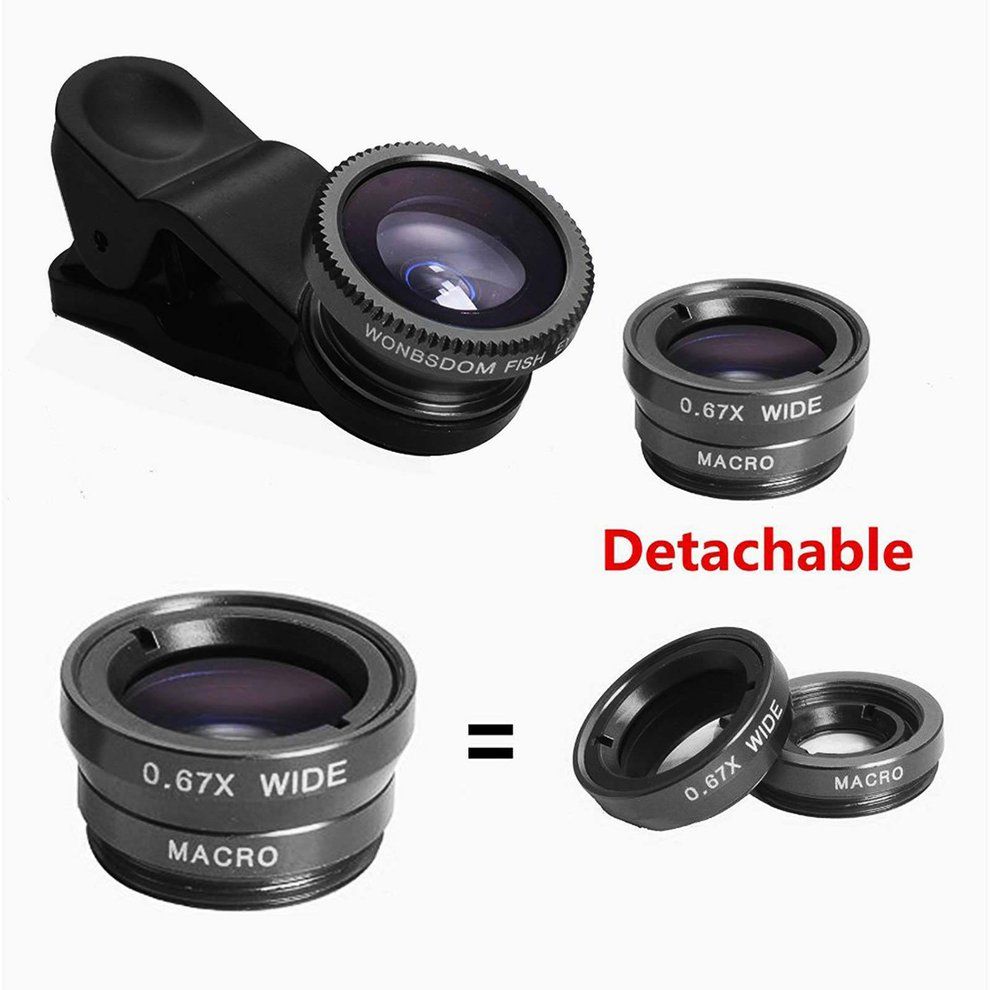 3 In 1 Fish Eye+Wide Angle+ro Clip On Camera Lens Set For Mobile Phone