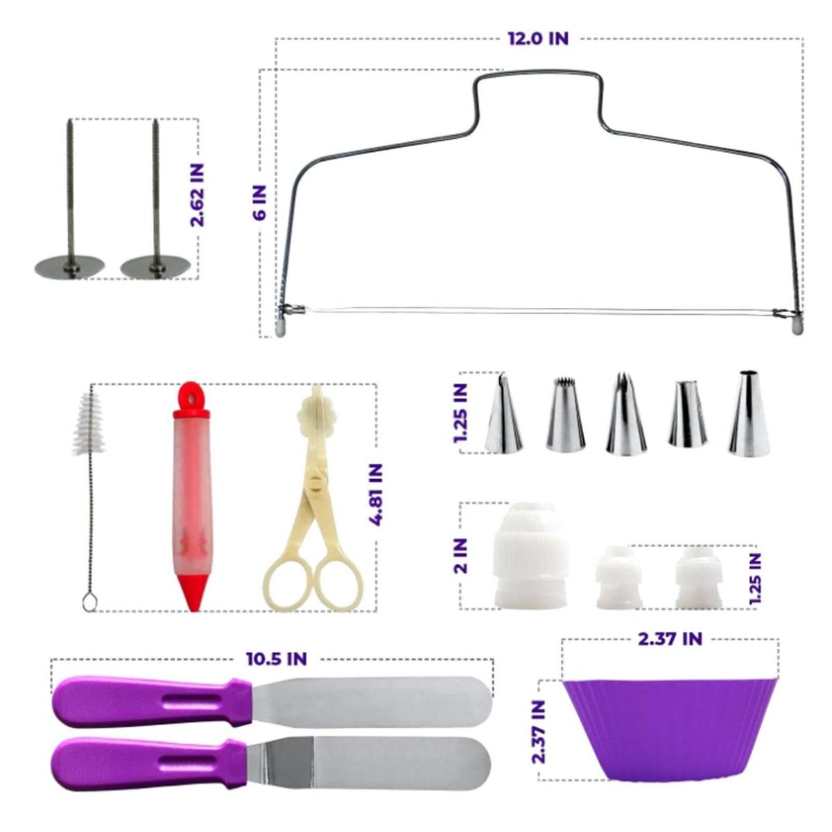106Pcs Cake Decorating Supplies Kit Baking Fondant Tool Set Turntable Piping Bag Tip Pen Spatula DIY Cake Cupcake Decorating Icing Tool Set