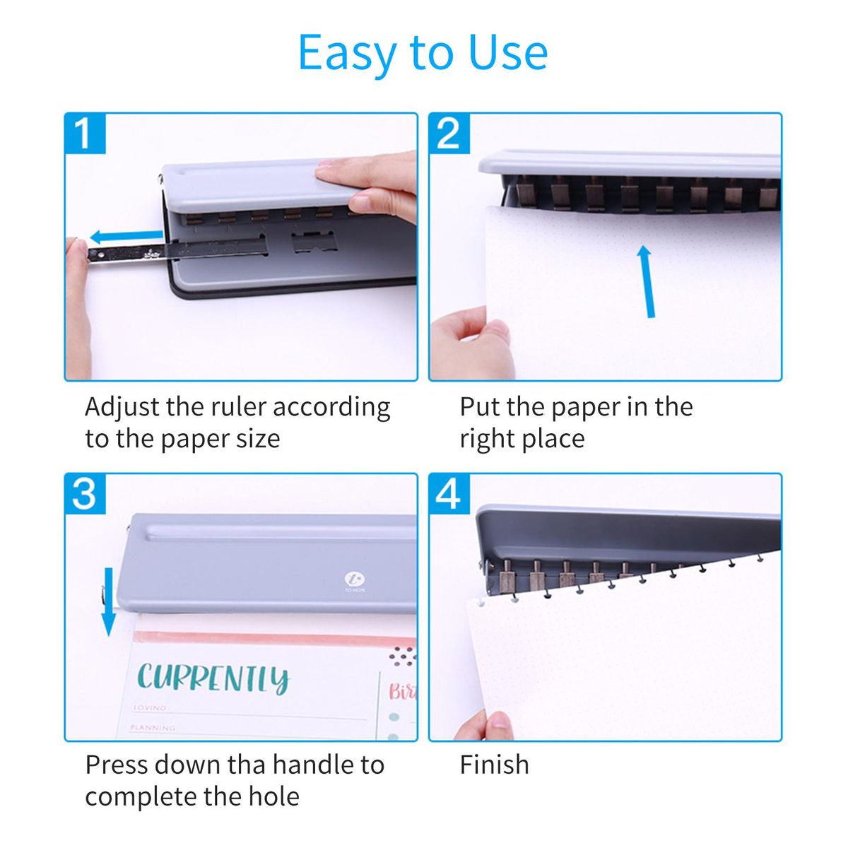 KW-triO Handheld DIY Mushroom 12 Holes Punch Puncher Paper Cutter with Ruler 6 Sheets Punch Capacity A4 / A5 / A7 / B5 for Office Home School Students Supplies