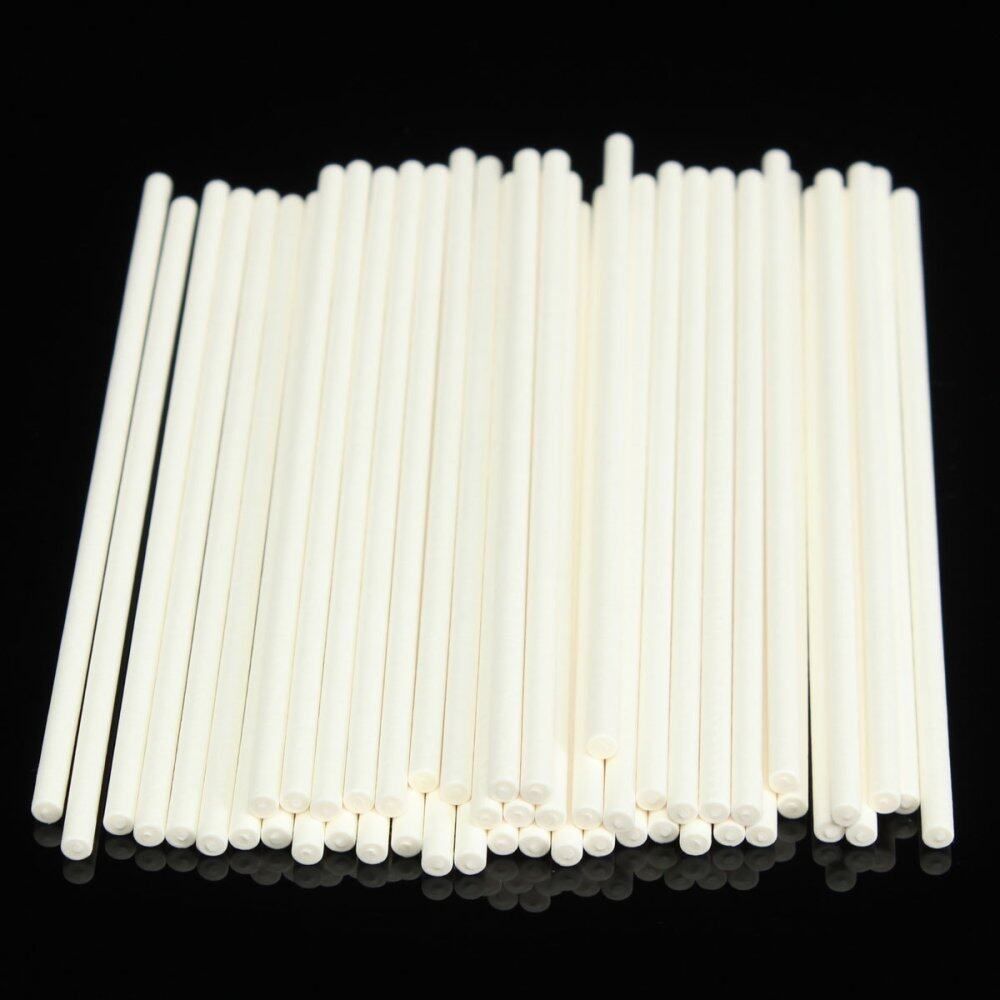 50x Food Grade Paper 15mm Lollipop Cake Sticks Lollies Lollys For DIY Craft