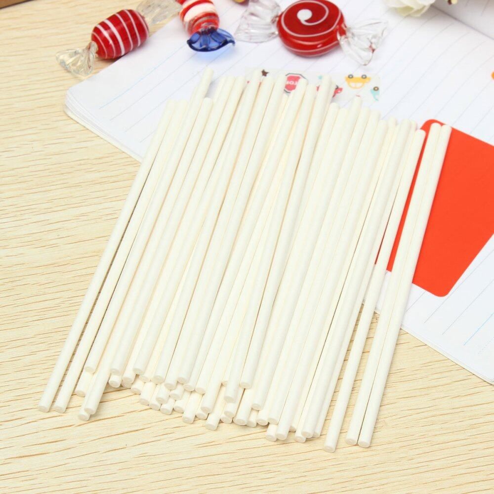 50x Food Grade Paper 15mm Lollipop Cake Sticks Lollies Lollys For DIY Craft