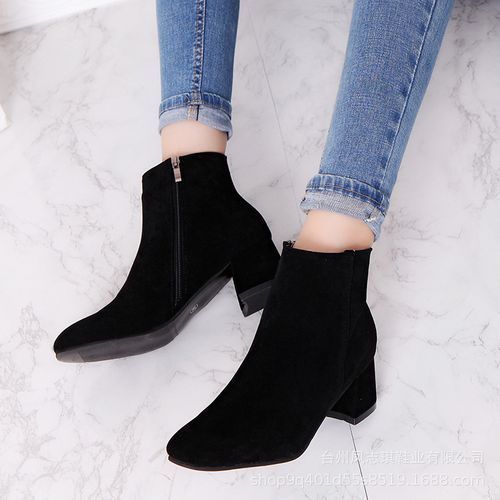 Women Mid Heel Short Boots Ladies Fashion Casual Bootie