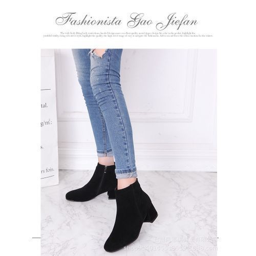 Women Mid Heel Short Boots Ladies Fashion Casual Bootie