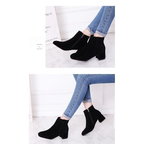 Women Mid Heel Short Boots Ladies Fashion Casual Bootie