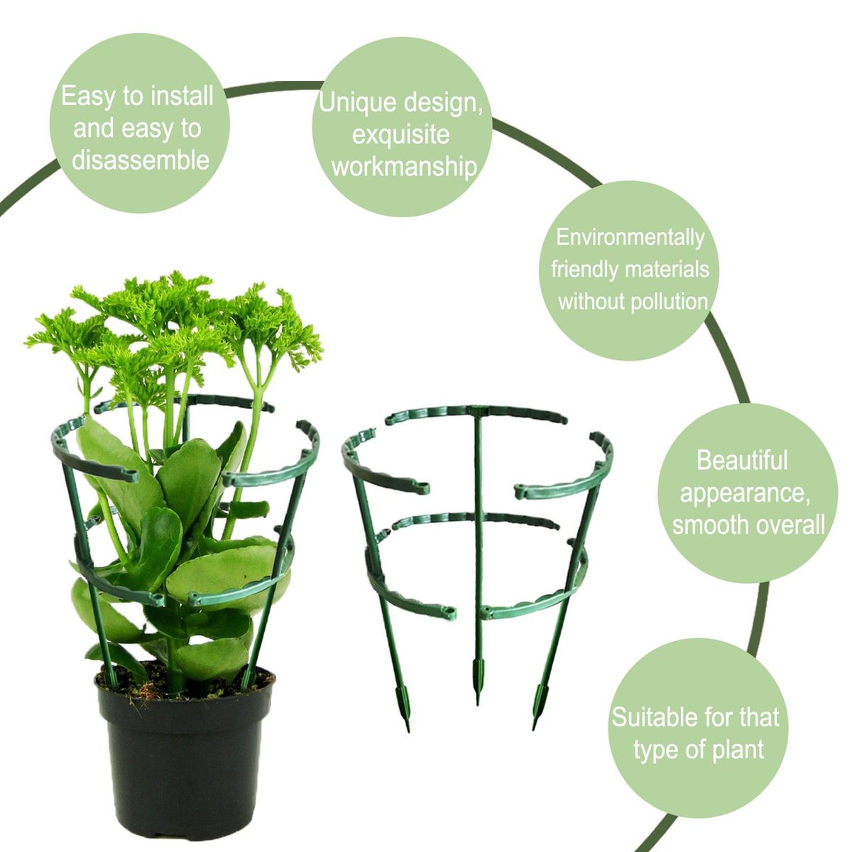 Yegbong 3Pcs Combined Flower Pot Holder Double-layer Plant Support Bracket for Small Pot Plants Grow Straightly Stem Guide